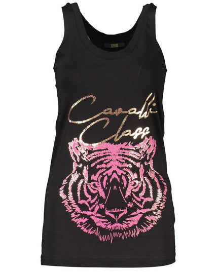 Cavalli Class Black Cotton Tank Top
