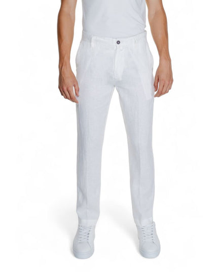 Borghese White Linen Casual Pants