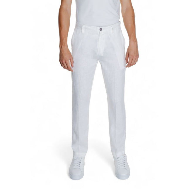 Borghese White Linen Casual Pants