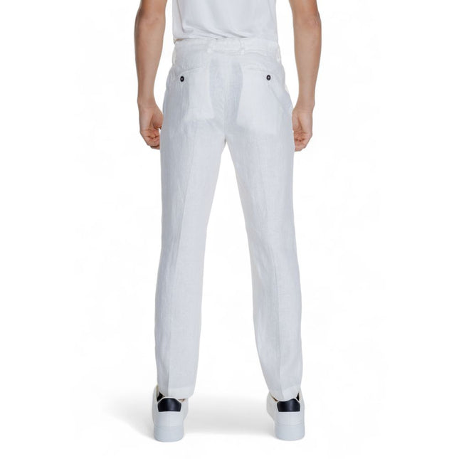 Borghese White Linen Casual Pants