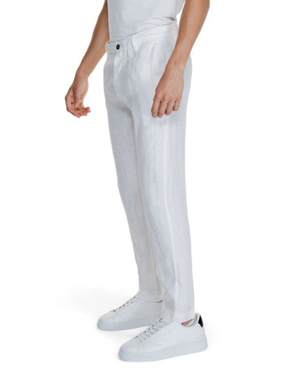 Borghese White Linen Casual Pants