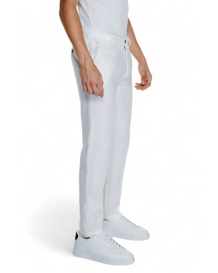 Borghese White Linen Casual Pants