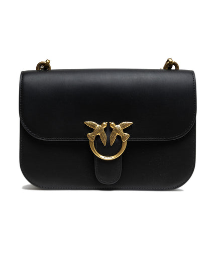 PINKO Black Leather Love Bell Classic Shoulder Bag