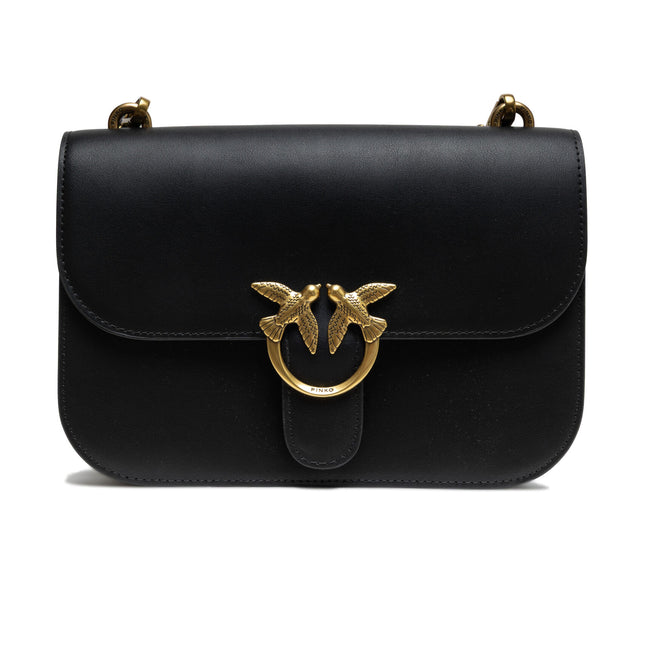 PINKO Black Leather Love Bell Classic Shoulder Bag
