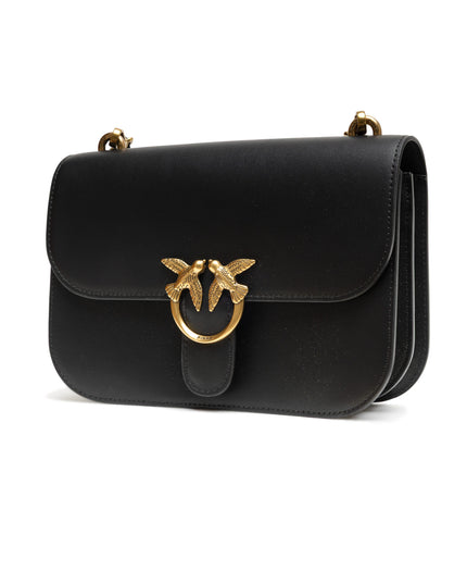 PINKO Black Leather Love Bell Classic Shoulder Bag