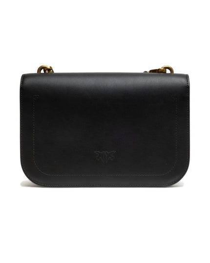 PINKO Black Leather Love Bell Classic Shoulder Bag