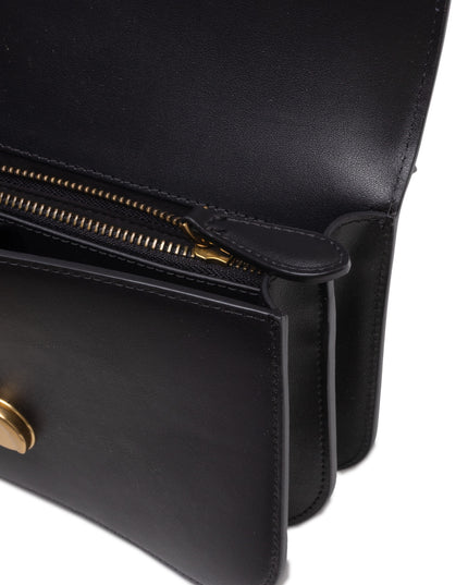 PINKO Black Leather Love Bell Classic Shoulder Bag