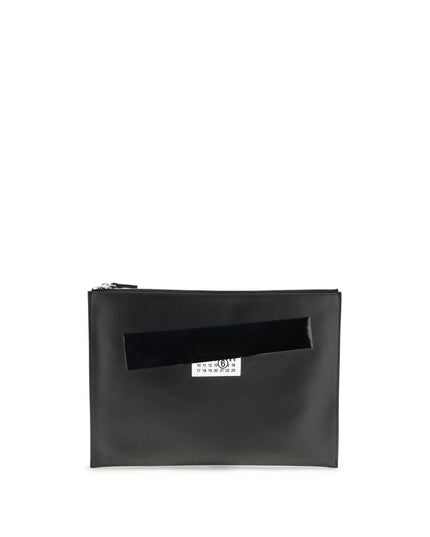 MM6 Black Calf Leather Bos Taurus Clutch Bag