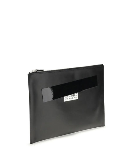 MM6 Black Calf Leather Bos Taurus Clutch Bag