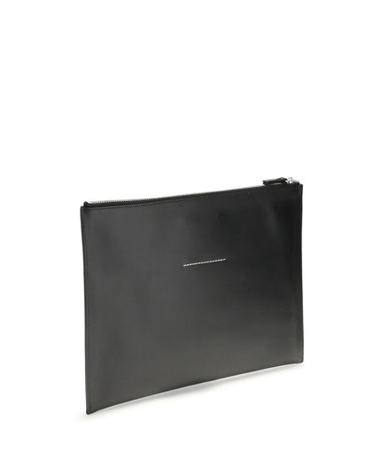 MM6 Black Calf Leather Bos Taurus Clutch Bag