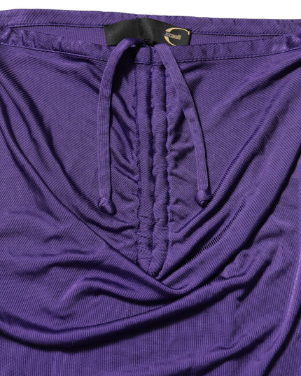 Cavalli Class Purple Viscose Elastane Strapless Bodycon Dress