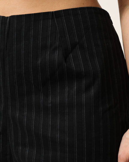 BENCIVENGA Black Wool Blend Pinstripe Straight Leg Pants