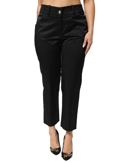 BENCIVENGA Black Cotton Blend Cropped Straight Leg Pants