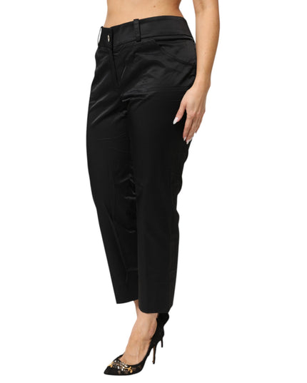 BENCIVENGA Black Cotton Blend Cropped Straight Leg Pants