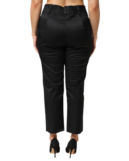 BENCIVENGA Black Cotton Blend Cropped Straight Leg Pants