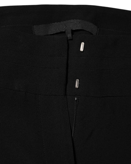 Exte Black Viscose Acetate Blend Straight Leg High Waist Pants