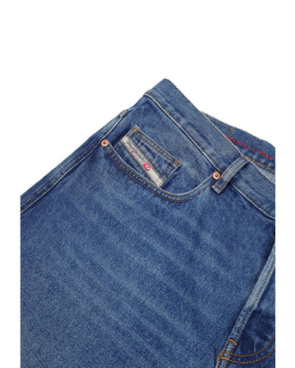 Diesel Blue Cotton Relaxed Fit Jeans
