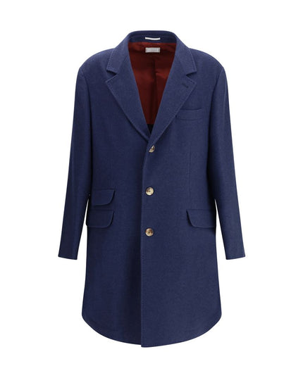 Brunello Cucinelli Blue Cashmere Coat
