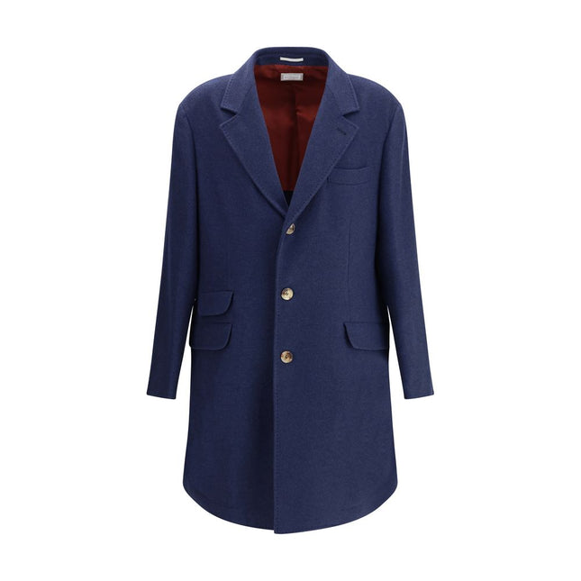 Brunello Cucinelli Blue Cashmere Coat