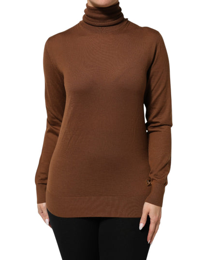 Dolce & Gabbana Brown Cashmere Turtle Neck Pullover Sweater