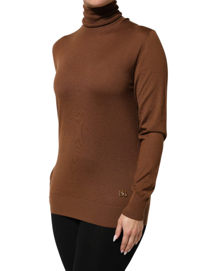 Dolce & Gabbana Brown Cashmere Turtle Neck Pullover Sweater
