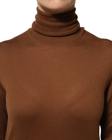 Dolce & Gabbana Brown Cashmere Turtle Neck Pullover Sweater