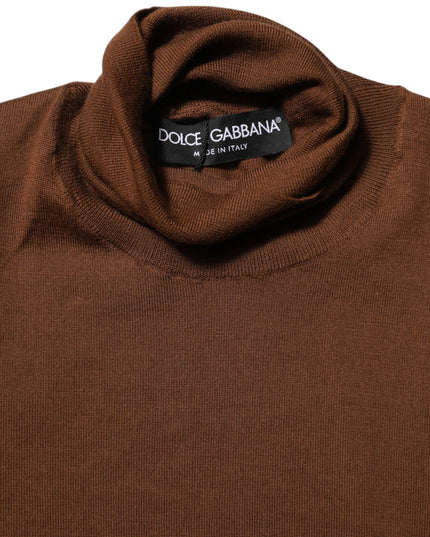 Dolce & Gabbana Brown Cashmere Turtle Neck Pullover Sweater