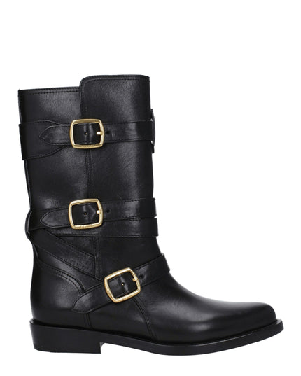 Celine Black Leather Flat Boots