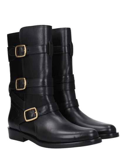 Celine Black Leather Flat Boots