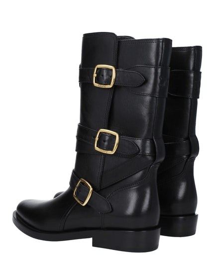 Celine Black Leather Flat Boots