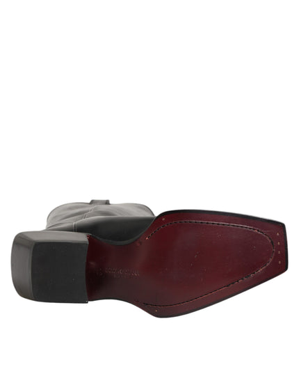 Dolce & Gabbana Black Leather Over The Calf Biker Boots Shoes