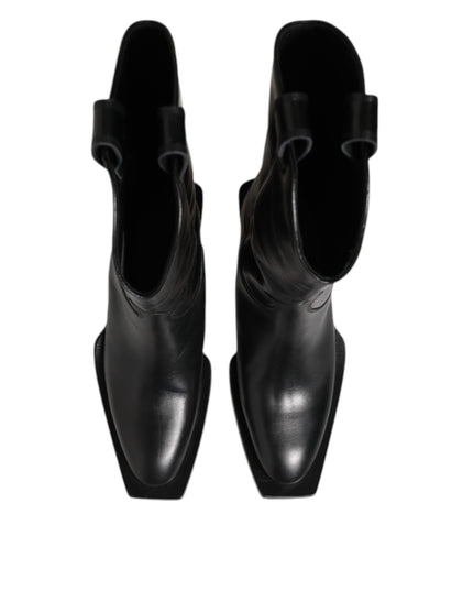 Dolce & Gabbana Black Leather Over The Calf Biker Boots Shoes