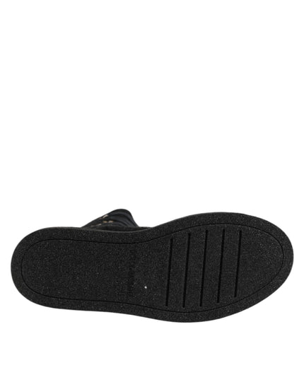 Dolce & Gabbana Black Alpaca Wool Suede Mid Calf Boots Shoes