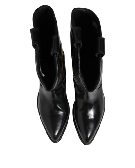 Dolce & Gabbana Black Leather Over The Calf Biker Boots Shoes