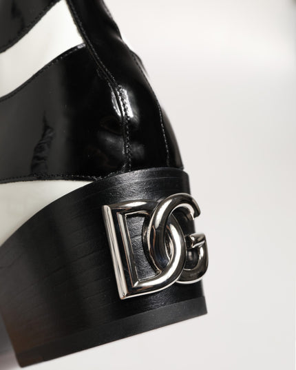 Dolce & Gabbana Black White Zebra Over The Calf Boots Shoes