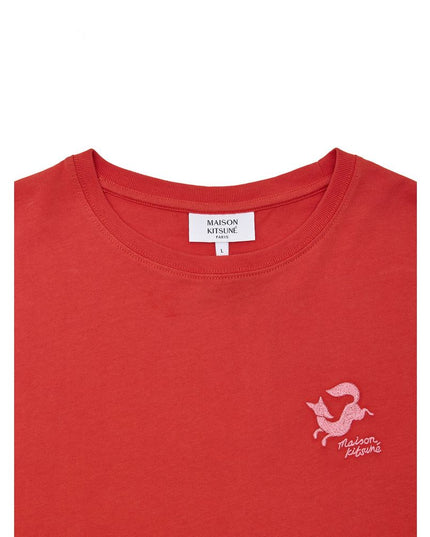Maison Kitsuné Red Cotton T-Shirt