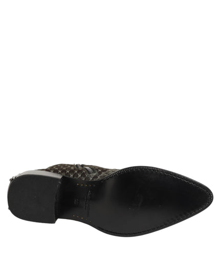 Dolce & Gabbana Gray Cotton Velvet Mid Calf Short Boots Shoes