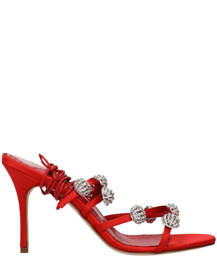 Manolo Blahnik Red Satin Stiletto Heel Sandals