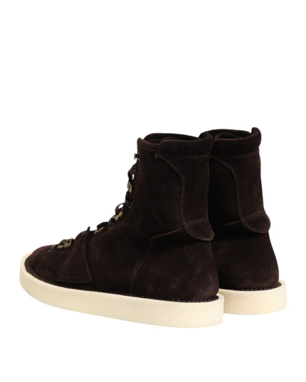 Dolce & Gabbana Brown Suede Lace Up Ankle Short Boots Shoes