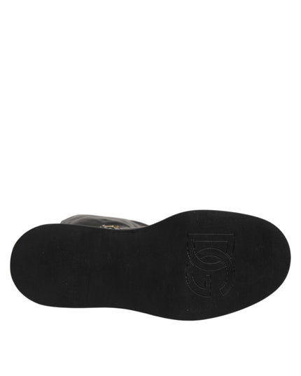 Dolce & Gabbana Black Logo Plaque Over The Calf Boots Shoes