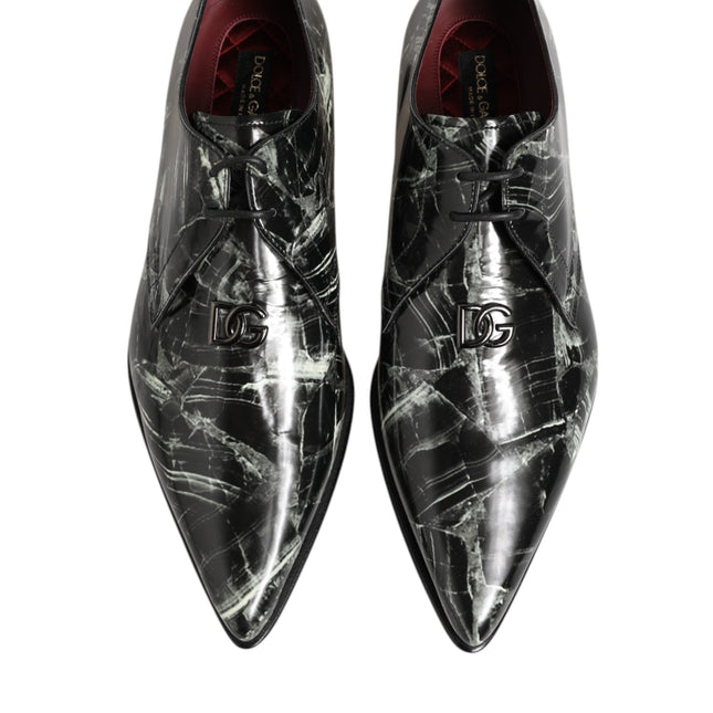 Dolce & Gabbana Marbled Pattern Dress Lace Up Derby Shoes