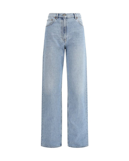 Valentino Light Blue Cotton High-Waisted Jean