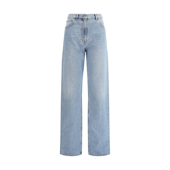 Valentino Light Blue Cotton High-Waisted Jean