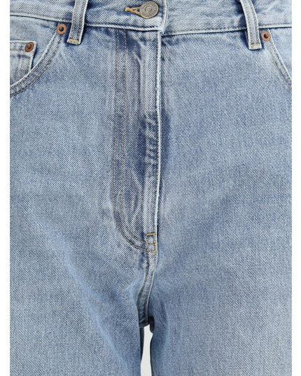 Valentino Light Blue Cotton High-Waisted Jean