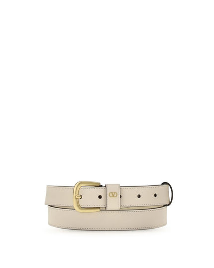 Valentino Garavani White Leather Regular Belt