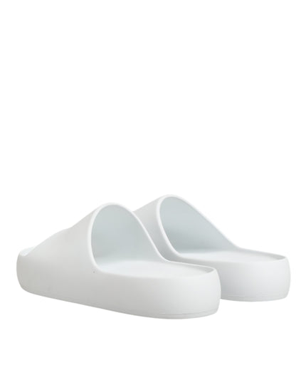 Dolce & Gabbana White Logo Slides Sandals Men Beachwear Shoes