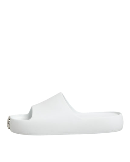 Dolce & Gabbana White Logo Slides Sandals Men Beachwear Shoes