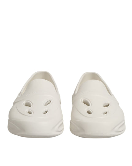 Dolce & Gabbana White Rubber Slides Low Top Sneakers Shoes