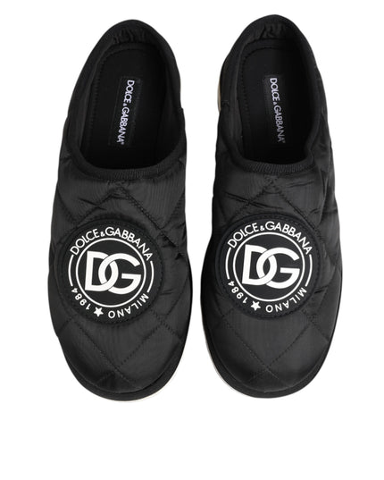 Dolce & Gabbana Black Nylon Low Top Slip On Sneaker Shoes