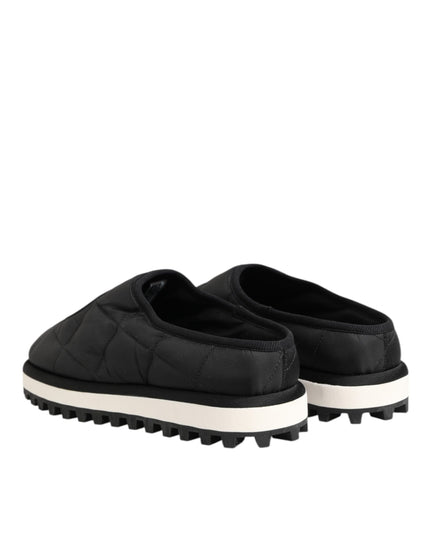 Dolce & Gabbana Black Nylon Low Top Slip On Sneaker Shoes